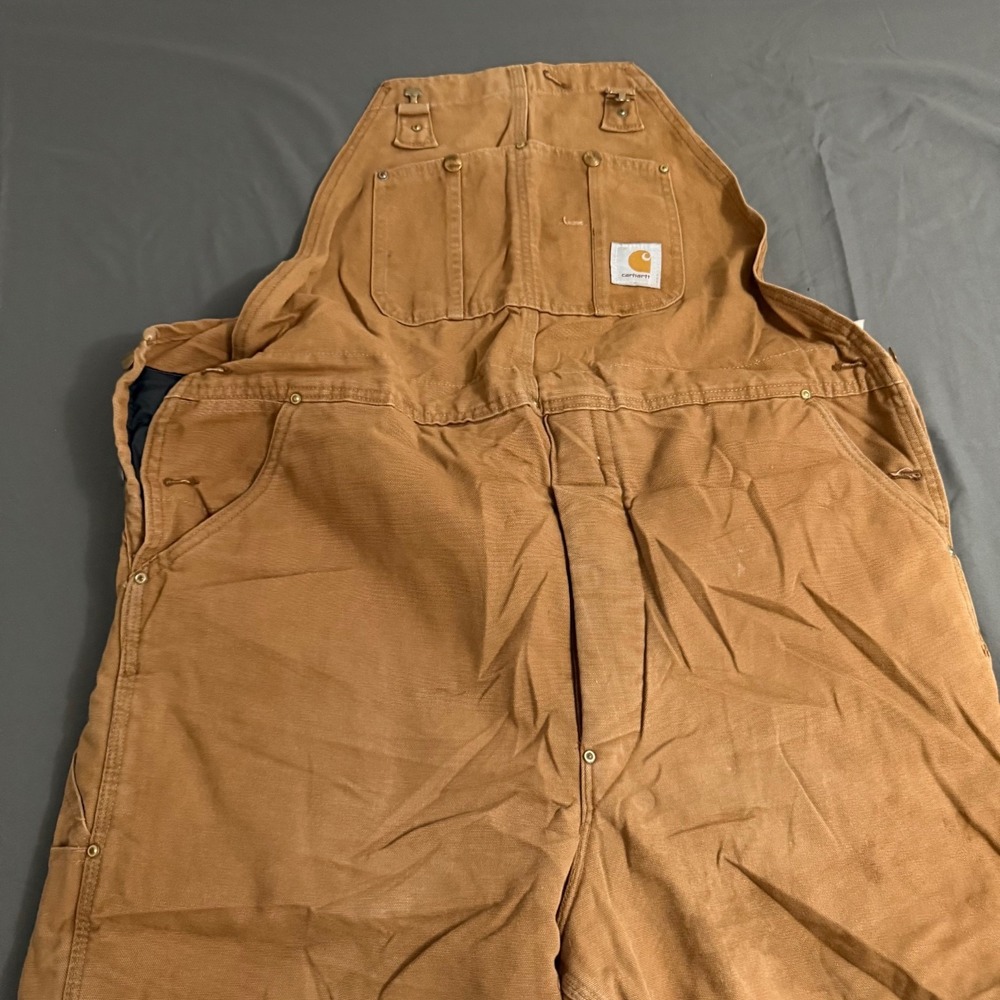 Vintage Carhartt Overalls USA Made 42X34 BQ186 Brown Insulated